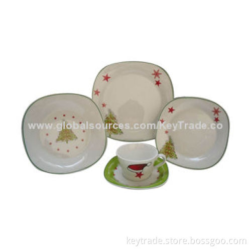 30pcs Fine Porcelain Dinner Set in Square Shape, with Decal